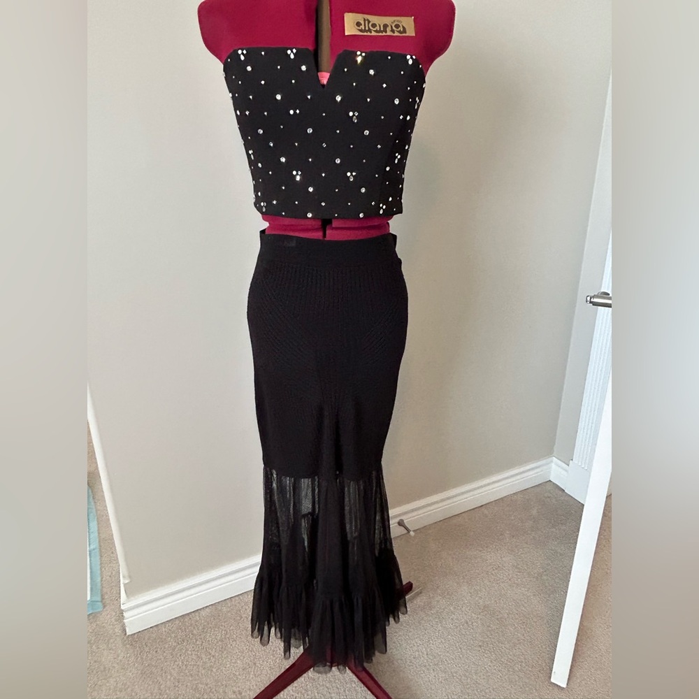 Anthropologie Black Trumpet Maxi Skirt